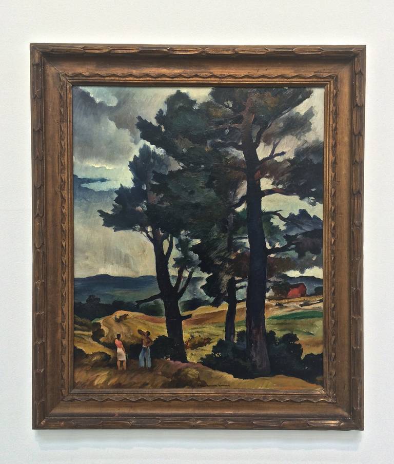 Kenneth Washburn
Harvest
1940
oil on canvas
30 x 25 inches
37 x 32 inches framed
signed lower right
Exhibited Arnot Gallery (Now Artnot Museum), Elmira New York

Kenneth Washburn (1913-1998) was a painter, muralist and sculptor working in a