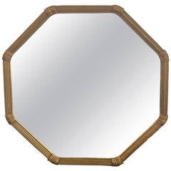 Carved, Gilded Octagonal Mid-Century Wood Mirror Carved, Gilded Octagonal Mid-Century Wood Mirror