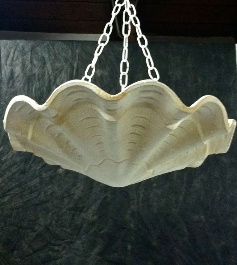 American Plaster Scallop Shell Chandelier in the Manner of Frances Elkins