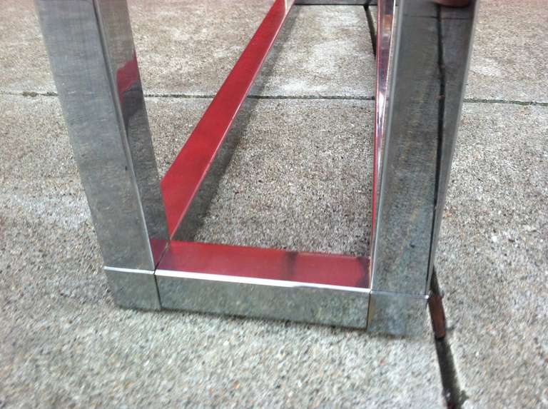 American 70s Modernist Chrome and Glass Coffee Table