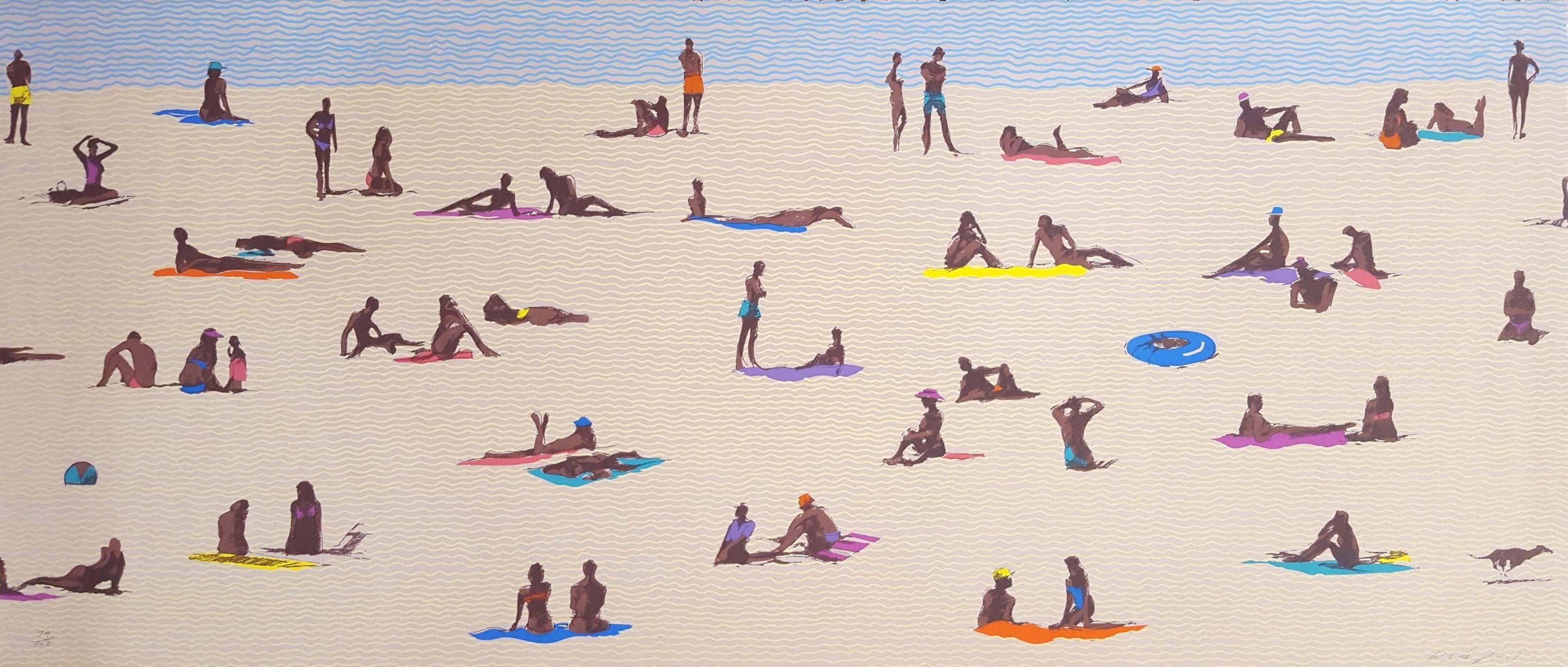 Robin Shepherd Figurative Print - St. Tropez /// Contemporary Pop Art Beach Ocean Shore Figurative Swimming Modern