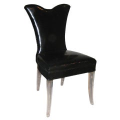 Rare Grosfeld House "Glassics" Lucite and Patent Leather Chair 1