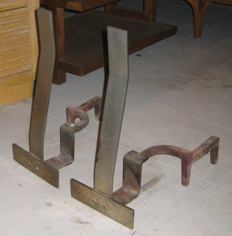 Kaminböcke aus Stahl, Paar (Italienisch) im Angebot