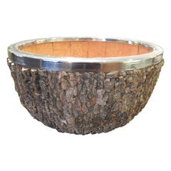 Enormous Gabriella Crespi Bark and Chrome Center Bowl