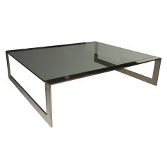 Large  Polished Steel and Glass Coffee Table by Paul M. Jones