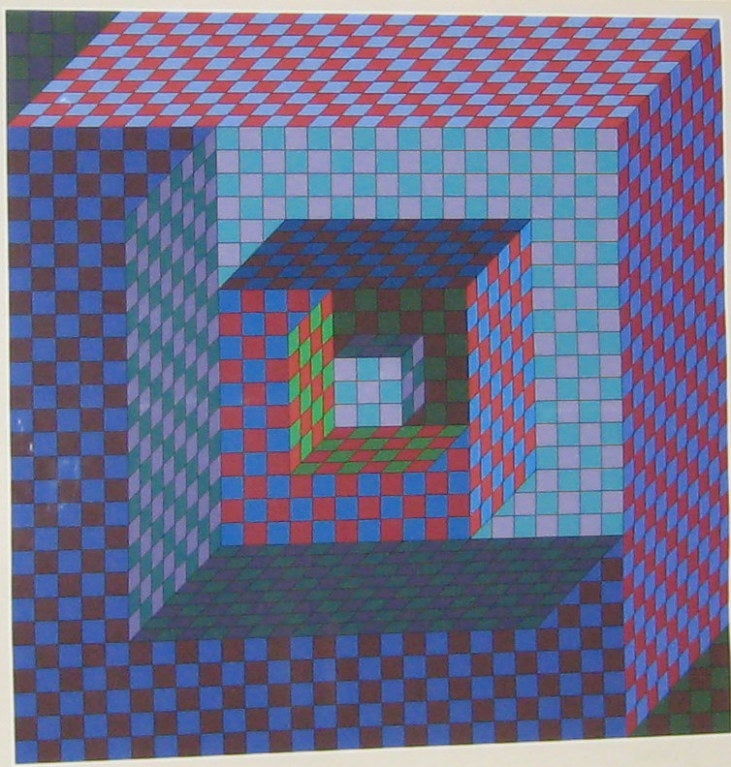 French Victor Vasarely Op-Art Screenprint, Signed For Sale