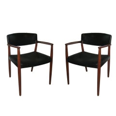Pair of Bender Madsen and Larsen Teak and Leather Armchairs 4