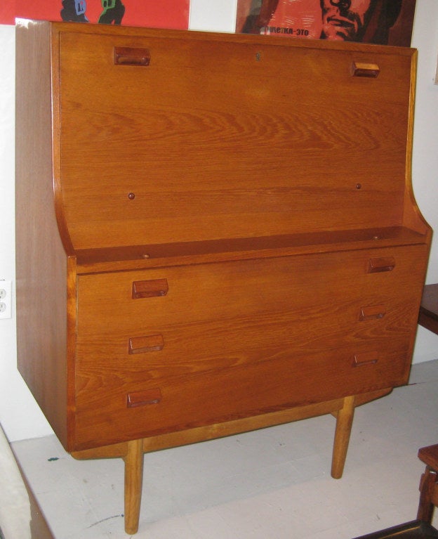 Teak and Birch Secretary by Borge Mogensen In Good Condition In Brooklyn, NY