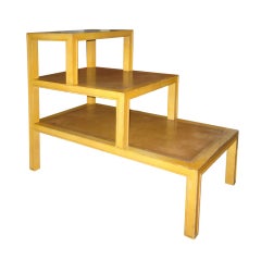 Tommi Parzinger Mahagony and Leather Three-Tiered Table 11
