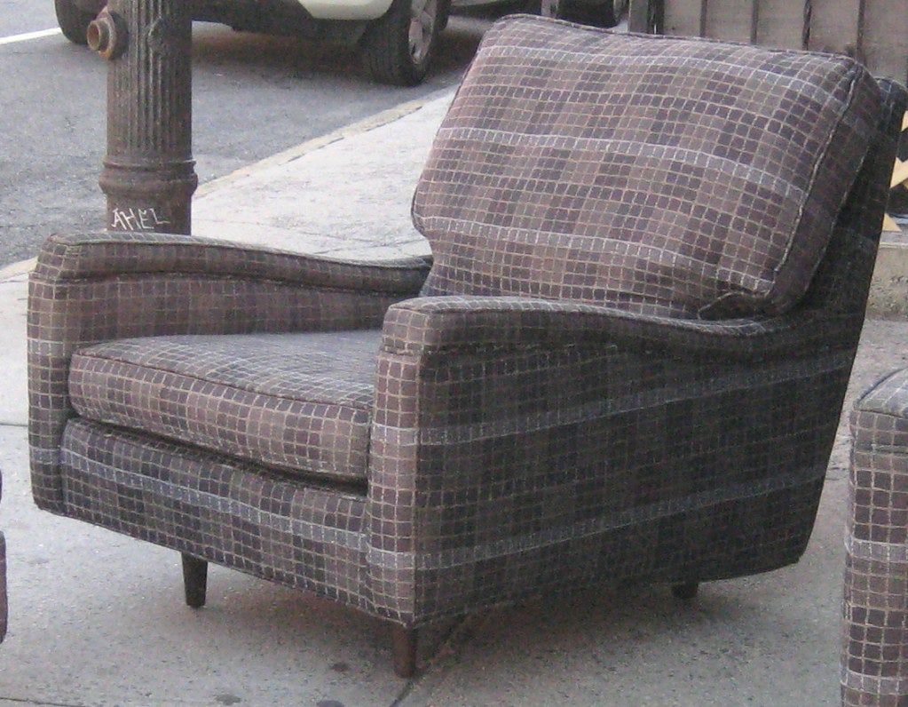 American Pair of Oversized Harvey Probber Lounge Chairs and Ottoman