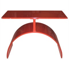 Red Enameled Iron Side Table