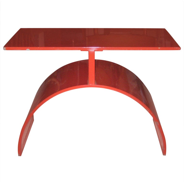 Red Enameled Iron Side Table