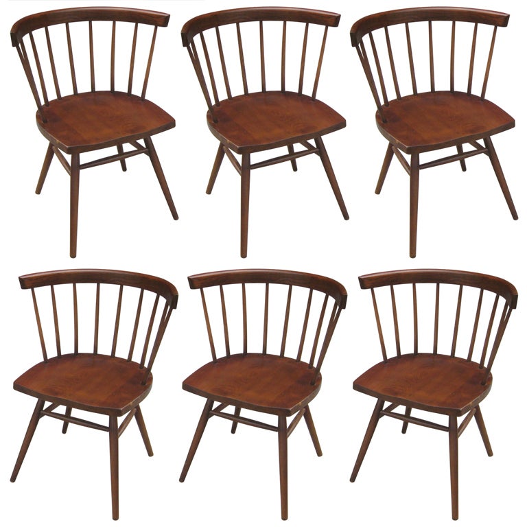 Set of 6 George Nakashima 'Straight' Chairs for Knoll