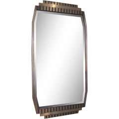 French NIckeled Bronze Art Deco Mirror after Edgar Brandt