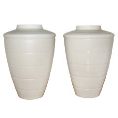 Used Large Early Pair of Keith Murray Porcelain Vases for Wedgewood