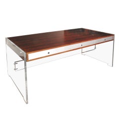 Rosewood and Lucite Desk By Poul Norreklit for Georg Petersen