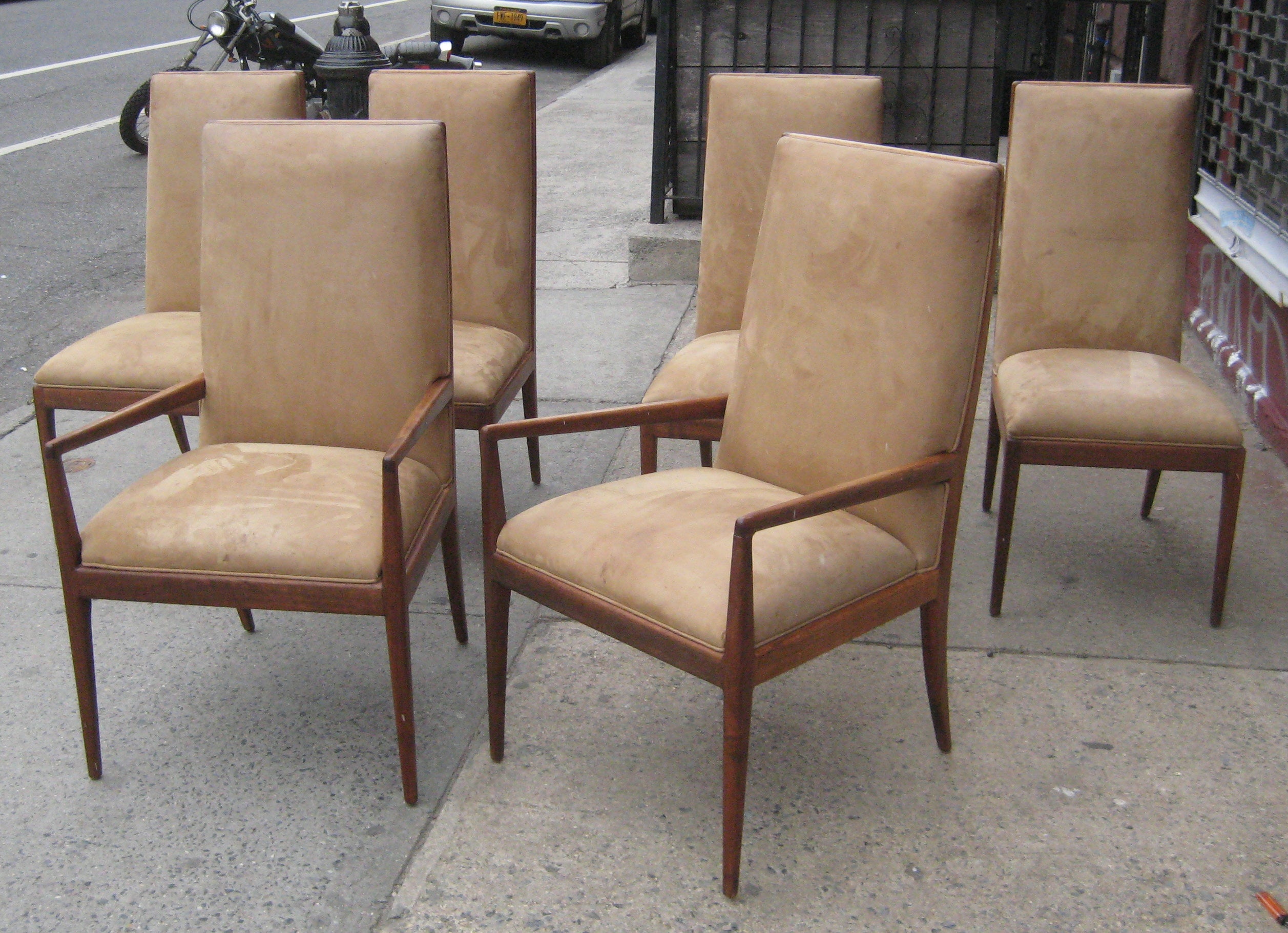 Set of Six High Back Mahogany Dining Chairs Attributed to RobsjohnGibbings at 1stDibs