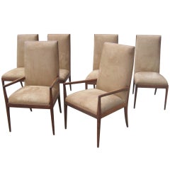 Set of Six High Back Mahogany Dining Chairs Attributed to Robsjohn-Gibbings