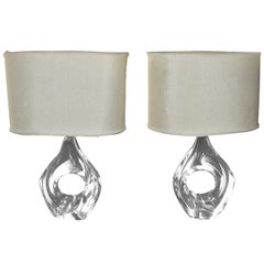 Pair of Daum Crystal Lamps