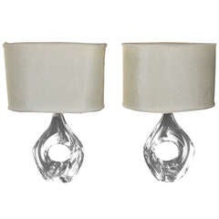 Pair of Daum Crystal Lamps 12