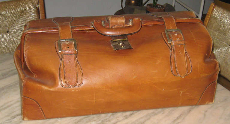 1950s, vintage Gucci bag in perfect size, shape and color with great soulful wear to leather.