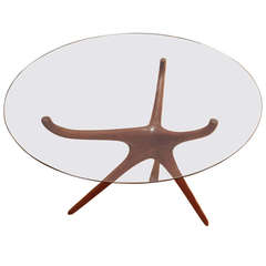 Vladimir Kagan Carved Walnut Trisymmetric Occasional Table 2