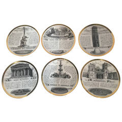 Set of Six Fornasetti Dinner Plates 7