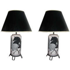 Pair of Italian Pottery Lamps by Ernestine of Salerno