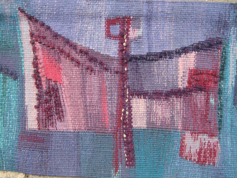 Czech Handwoven Wool Tapestry by Sylvie Repkova For Sale