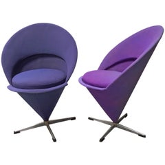 Retro Pair of Verner Panton Cone Chairs