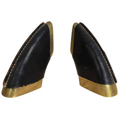 Vintage Pair of Carl Auböck Bronze and Leather Bookends 11