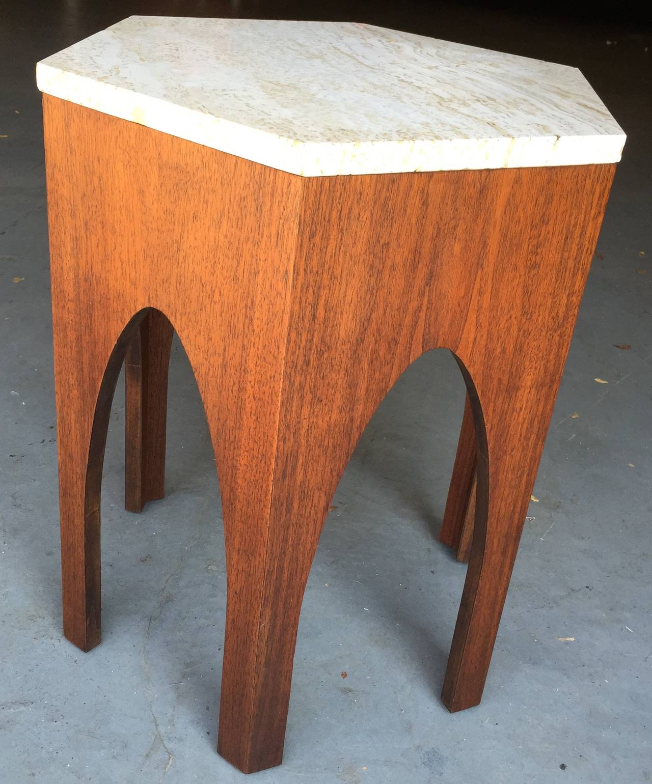 Harvey Probber Walnut and Marble Side Table