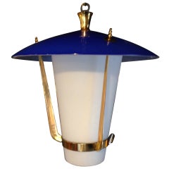 Vintage Venini Brass and Cased Glass Lantern