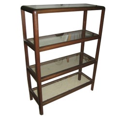 Retro Dunbar Mahogany and Glass Four Shelf Etagere