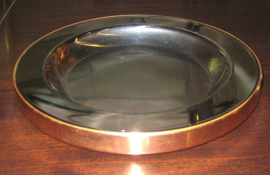 Gabriella Crespi Steel and Copper Centre Bowl and Charger In Excellent Condition In Brooklyn, NY