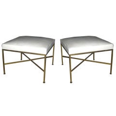 Two Paul McCobb Brass Stool Benches