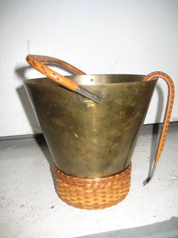 Handsome bar accessory in near mint condition. Bucket and tongs both stamped 