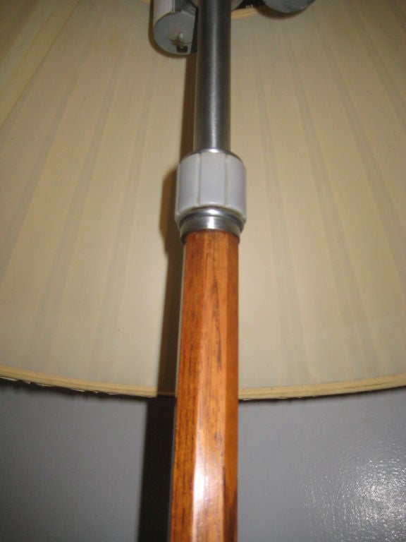 Mahogany and Nickeled Brass Floor Lamp for Hansen In Excellent Condition For Sale In Brooklyn, NY