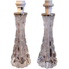 Pair of Crystal Orrefors Table Lamps by Carl Fagerlund 11