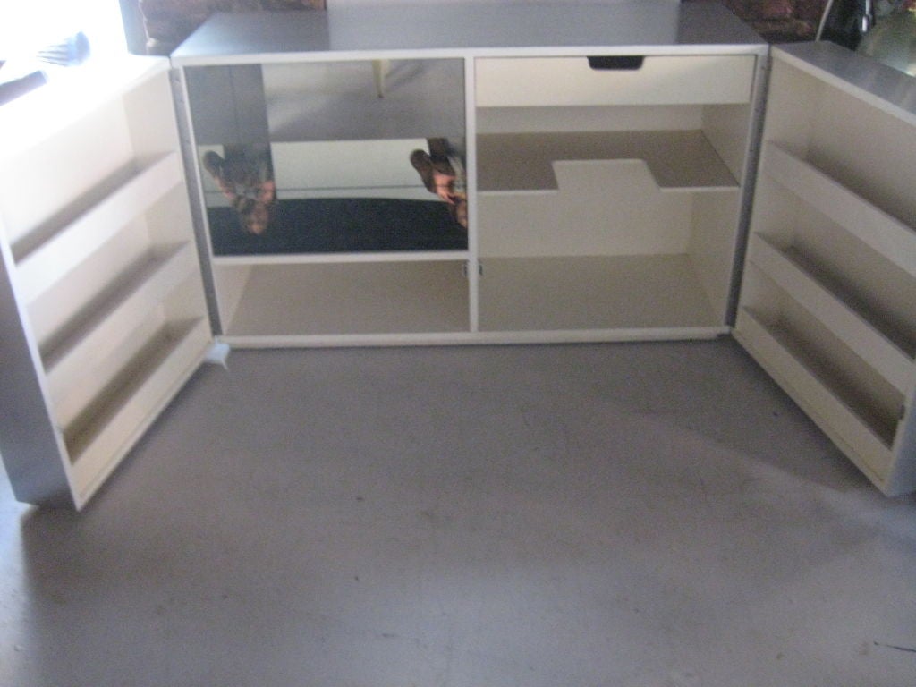 French Brushed Aluminum and Copper Dry Bar/ Sideboard In Good Condition In Brooklyn, NY