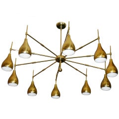 Large Mid-Century Brass Chandelier