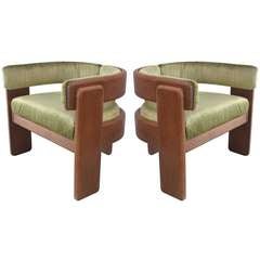 Pair Pamplona Style Barrel-Back Armchairs