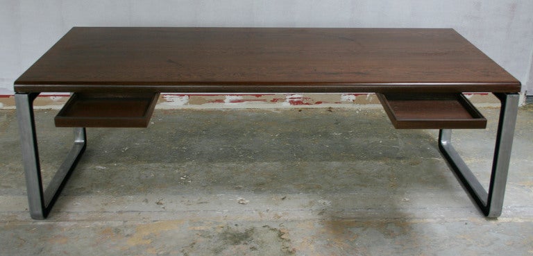 Mid-20th Century Magnificent Double Sized Dark Walnut Desk by Osvaldo Borsani for Tecno For Sale