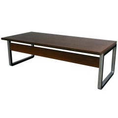 Magnificent Double Sized Dark Walnut Desk by Osvaldo Borsani for Tecno
