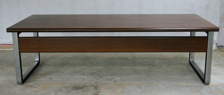 Mid-Century Modern Magnificent Double Sized Dark Walnut Desk by Osvaldo Borsani for Tecno For Sale