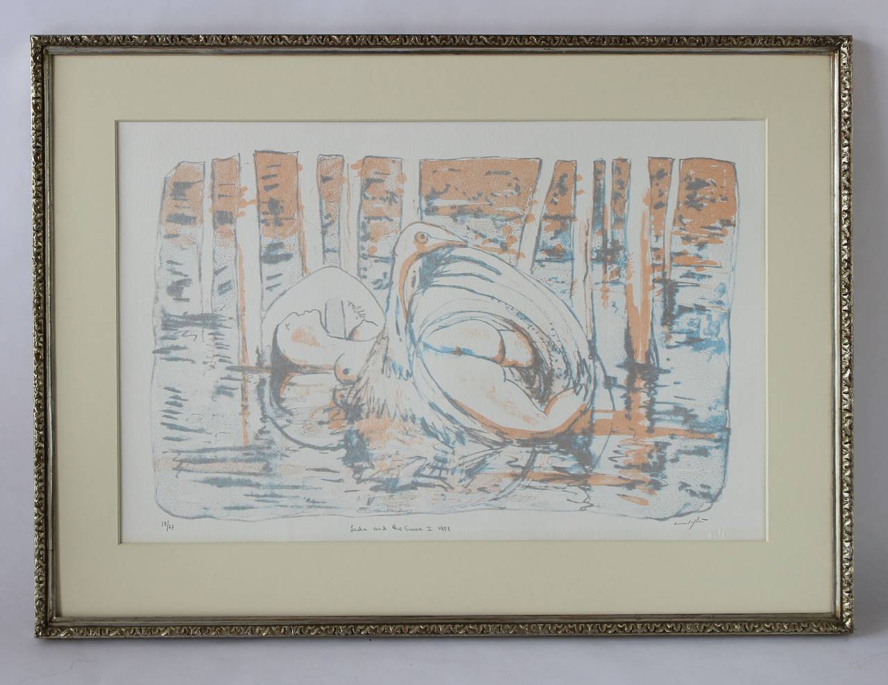 A multi-colored, matted and gilt framed lithograph by Australian artist Clifton Pugh (1924-1990); edition 18/27, 1988.