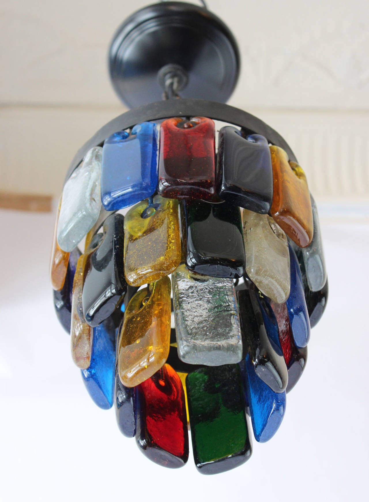 French Brutal Style Glass Pendants For Sale