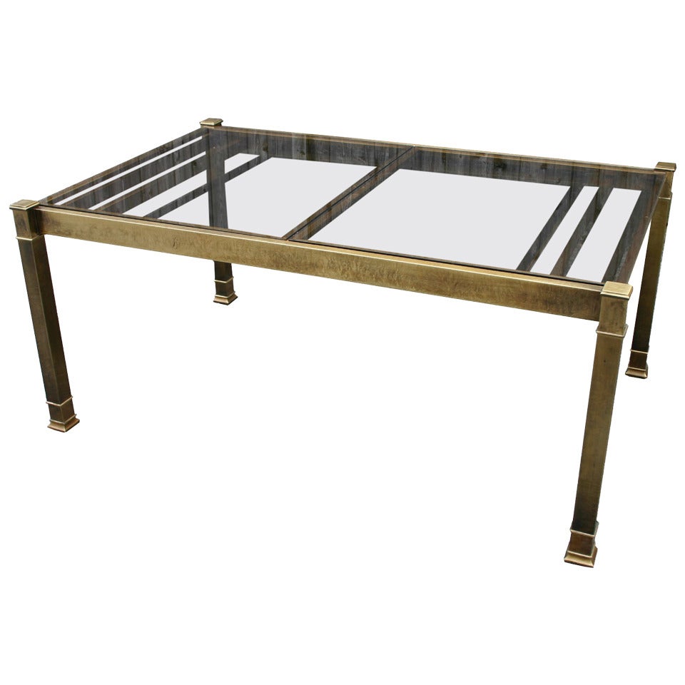 Regency Brass and Smoked Glass Dining Table
