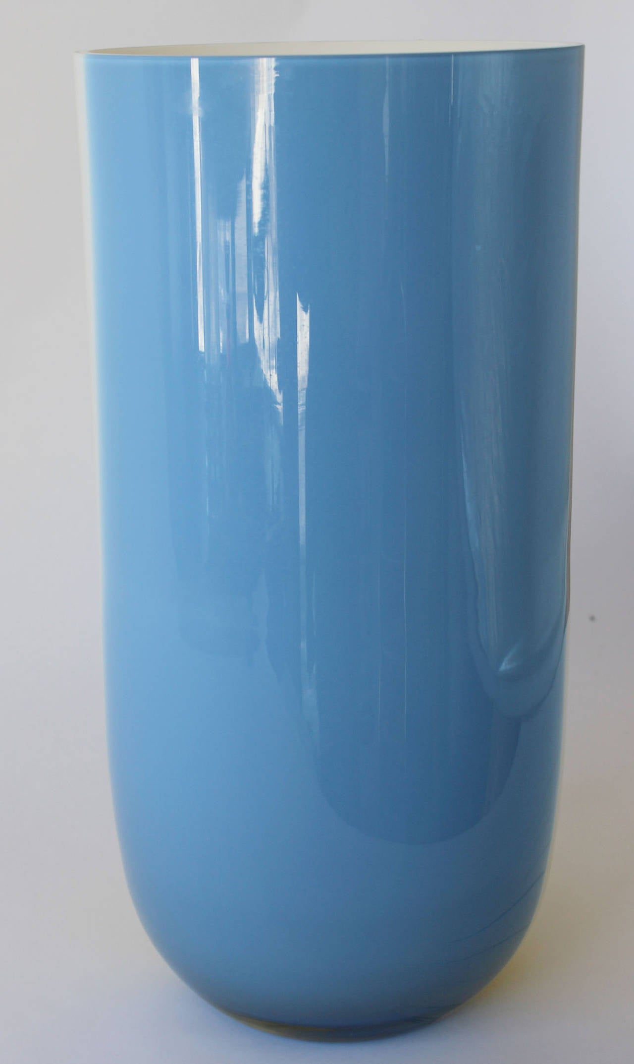 Tall Murano Cased Glass Vase In Excellent Condition In Southampton, NY