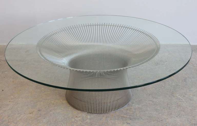Warren Platner for Knoll nickel plated cocktail table with glass top.